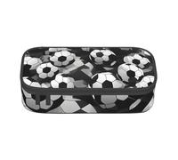 JGHHOUN Grande trousse à crayons noire et blanche avec motif ballon de football pour adolescents, école, voyage