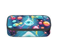 JGHHOUN Grande trousse de rangement abstraite, science, chimie, illustration, impression 3D, adolescents, école, voyage, papeterie essentielle