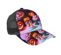 JGHHOUN Halloween Carnaval Party Imprimer Mesh Baseball Cap Léger Unisexe Pratique Chapeau Sportif Pêche Activités de plein air Noir