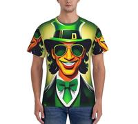 JGHHOUN Happy St Patrick's Day Print Casual Summer Respirant Gym Shirts Hommes Entraînement Respirabilité Activités intenses, Noir , 3XL