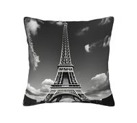 JGHHOUN Housse de coussin carrée imprimée Tour Eiffel et nuage de Paris pour canapé, chambre à coucher, bureau, salon