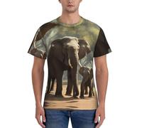 JGHHOUN Imprimé éléphant décontracté d'été respirant Gym Shirts Hommes Entraînement Respirabilité Activités intenses, Noir , 3XL