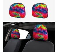 JGHHOUN Lot de 2 housses d'appui-tête de voiture avec imprimé tie-dye coloré - Accessoires d'intérieur - Décoration quotidienne