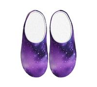 JGHHOUN Magic Galaxy Sky Pantoufles en flanelle avec imprimé violet anti-boulochage intérieur extérieur TPR semelle antidérapante souple pour la maison