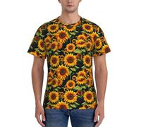JGHHOUN Magnifique imprimé tournesol décontracté d'été respirant chemises de gym hommes entraînement respirabilité activités intenses, Noir , 3XL