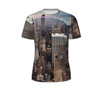 JGHHOUN New York Fashion City Print T-shirt à manches courtes respirant léger été mode gym entraînement décontracté, Noir , 6XL