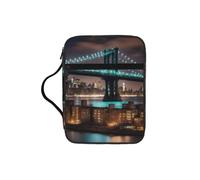 JGHHOUN New York Manhattan Bridge Night Print Sac de rangement polyvalent Bible Organiseur Écritures Cadeau chrétien Accessoire d'église