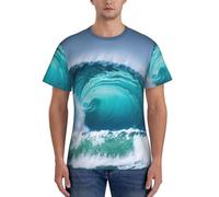JGHHOUN Ocean Wave Print Casual Summer Respirant Gym Shirts Hommes Entraînement Respirabilité Activités intenses, Noir , M