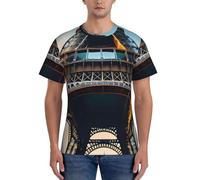 JGHHOUN Paris Tour Eiffel Photo Print Casual Summer Respirant Gym Shirts Hommes Entraînement Respirabilité Activités intenses, Noir , XL