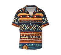 JGHHOUN Patron national africain imprimé mode manches courtes col cubain chemise homme chemises hawaïennes été plage vacances, Noir , XL