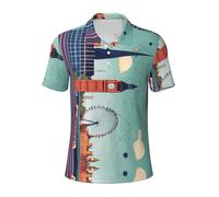 JGHHOUN Polo imprimé I Love London polyvalent, respirant, confortable, manches courtes, vêtements d'été décontractés, Noir , XXL