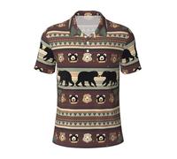 JGHHOUN Polo polyvalent imprimé ours respirant confortable à manches courtes vêtements d'été décontractés, Noir , S