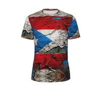 JGHHOUN Porto Rico Papier Peint Drapeau Imprimé Hommes T-shirt à Manches Courtes Respirant Léger Été Mode Gym Entraînement Casual Wear, Noir , 5XL