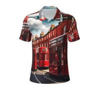 JGHHOUN Rouge London Street Print Polo polyvalent respirant confortable à manches courtes Vêtements d'été décontractés, Noir , M