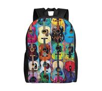 JGHHOUN Sac à dos étanche et élégant avec impression de guitares acoustiques et colorées, unisexe, quotidien, voyage, randonnée, camping, gym
