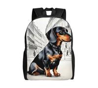 JGHHOUN Sac à dos imperméable élégant imprimé teckel parisien unisexe pour le travail, les voyages, la randonnée, le camping, la salle de sport