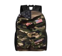 JGHHOUN Sac à dos imperméable et élégant avec imprimé drapeau américain camouflage unisexe pour le travail, les voyages, la randonnée, le camping, la salle de sport