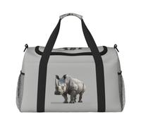 JGHHOUN Sac à main polyvalent avec imprimé rhinocéros d'animaux - Sac fourre-tout léger et pliable - Sac à bandoulière pour le camping, la pêche