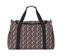 JGHHOUN Sac à main polyvalent avec motif floral et tête de mort, sac à main léger, pliable, sac à bandoulière pour camping, pêche