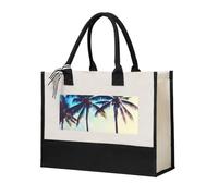 JGHHOUN Sac fourre-tout en toile de grande capacité avec motif palmiers de plage pour femme, cadeau pour plage, voyage, anniversaire, fête des mères