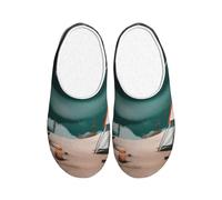 JGHHOUN Serenity Lake Chaussons de camping en flanelle anti-boulochage pour intérieur et extérieur Semelle antidérapante