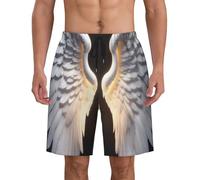 JGHHOUN Short de bain pour homme imprimé ailes d'ange à séchage rapide athlétique été maillot de bain plage piscine léger respirant, Noir , S