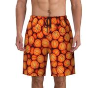 JGHHOUN Short de bain pour homme imprimé basket-ball orange à séchage rapide athlétique été maillot de bain plage piscine léger respirant, Noir , XL