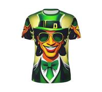 JGHHOUN T-shirt à manches courtes imprimé Happy St Patrick pour homme - Respirant - Léger - Mode d'été - Gym - Tenue décontractée, Noir , S