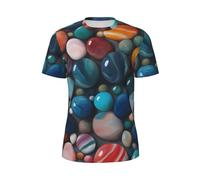 JGHHOUN T-shirt à manches courtes imprimé marbre coloré pour hommes, respirant, léger, été, mode, gym, entraînement, tenue décontractée, Noir , 4XL