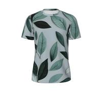 JGHHOUN T-shirt à manches courtes pour homme imprimé feuilles gris menthe respirant léger été mode gym entraînement décontracté, Noir , 6XL