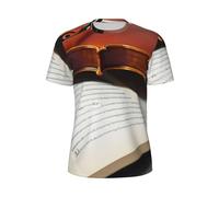 JGHHOUN T-shirt à manches courtes respirant et léger pour homme Motif livre violon, Noir , M