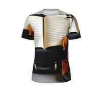 JGHHOUN T-shirt à manches courtes respirant et léger pour homme Motif violon et livre, Noir , M