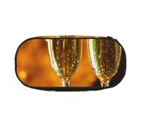 JGHHOUN Tasse à vin Impression Trousse à crayons Spacieuse Sac à crayons Fermeture éclair Haute capacité Outil de maquillage Fournitures de bureau, noir, En storlek, Organisateur de sac