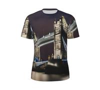JGHHOUN Tower Bridge in London T-shirt à manches courtes pour homme respirant léger été mode gym entraînement décontracté, Noir , XS