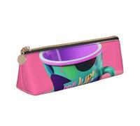 JGHHOUN Trousse à crayons en cuir avec fermeture éclair - Motif tasse des années 90 - Pour l'école, les étudiants, les adolescents