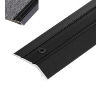 JGJGJ Bande de seuil de sol en aluminium de 2,5 cm de large - avec trous préformés pour une installation facile (noir, 183 cm)