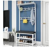 JGJSQYY Banc d'entrée industriel 4 en 1 avec porte-manteau et rangement de chaussures pour vestibule avec crochets de siège pour manteaux et chapeaux, parfait pour une entrée de maison organisée