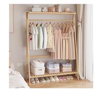 JGJSQYY Cintres en bois jaune pour chambre à coucher, porte-manteau sur pied et tringles de suspension verticales, design simple et élégant, solution de rangement pour sous-vêtements de 110 cm