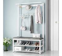 JGJSQYY Porte-manteau autoportant robuste avec banc à chaussures industriel avec rangement à chaussures et crochets, facile à assembler pour entrée, couloir, salon, chambre à coucher