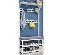 JGJSQYY Porte-manteau industriel et banc avec cadre en métal robuste, organiseur d'entrée avec crochets, parfait pour manteaux et sacs, solution moderne pour meubles de maison