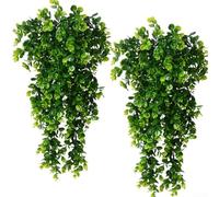 JGmotorfi Lot de 2 plantes d'eucalyptus artificielles à suspendre de 80 cm de long en rotin pour décoration murale de mariage (vert)