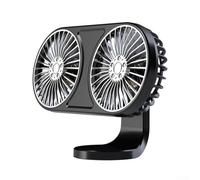 JGmotorfi Ventilateur USB à double tête rotatif à 360° pour voitures, camping-cars, VUS, vitesse du vent réglable, facile à attacher, fonctionne silencieusement (noir)
