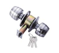 JGODGQPM Poignée de porte ronde en acier allié, verrou sphérique for entrée de chambre à coucher, salle de bain, levier avec clé, 1 pièce(70mm Center distance)