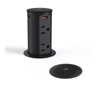 Jgstkcity Prise pop-up pour plan de travail avec USB C, 4 prises, 4 ports USB, support inviolable 15 A, prise encastrée