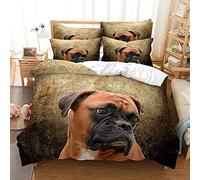 JGTQ Housse de Couette 240x260cm Boxer Chien Animal Adulte Housse de Couette Impression Élégant Literie Enfant Housse de Couette et Taie d'oreiller Garçon Fille
