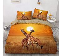 JGTQ Housse de Couette 3D Imprimé Parure de lit 220x240cm Girafe de la Savane Ensemble de Literie en Imprimé avec Fermeture Éclair de Housse de Couette en Microfibre et 2 Taies d'oreiller