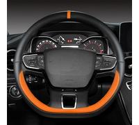 JGTUIRYEH Housse de Volant en Cuir pour Dacia Duster 2018-2023, Couvre Volant Voiture Protege Volants Antidérapant Respirant Intérieur Accessoires,F/Orange