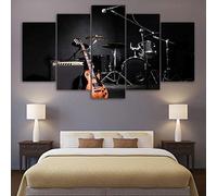 JGWLH Toile Mur Art Photos Décoration De La Maison Affiche 5 Pièces Musique Guitare Batterie Instruments HD Imprimé Salon Peinture - 5 Pièces Décoration Murale Tableau sur Toile Images Pou200X100CM