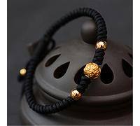 JgYiAngBq Bracelet Feng Shui, bracelet de richesse Feng Shui for argent 999, bracelet de perles d'argent ancien à six caractères, réglable, attire la richesse et éloigne le mal(Money Bead Black)