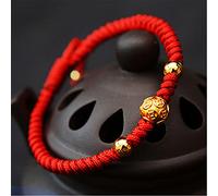 JgYiAngBq Bracelet Feng Shui, bracelet de richesse Feng Shui for argent 999, bracelet de perles d'argent ancien à six caractères, réglable, attire la richesse et éloigne le mal(Money Bead Red)